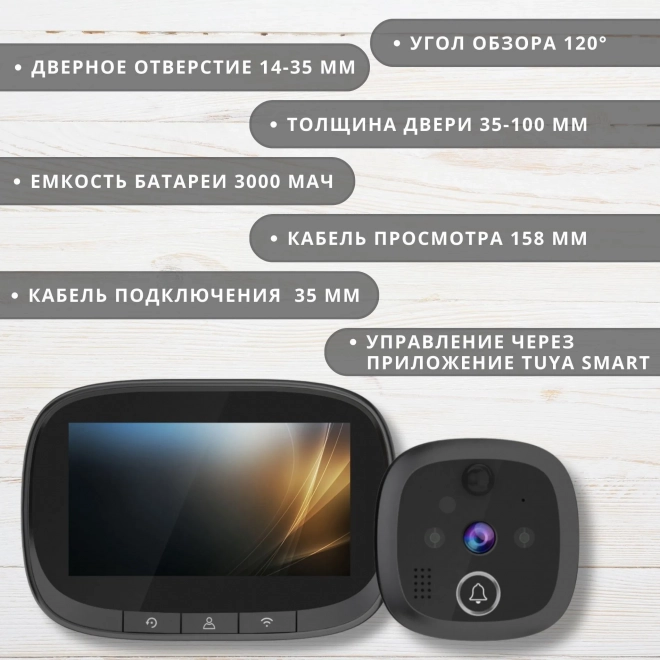 Видеоглазок wi-fi SAFEBURG EYE-C830