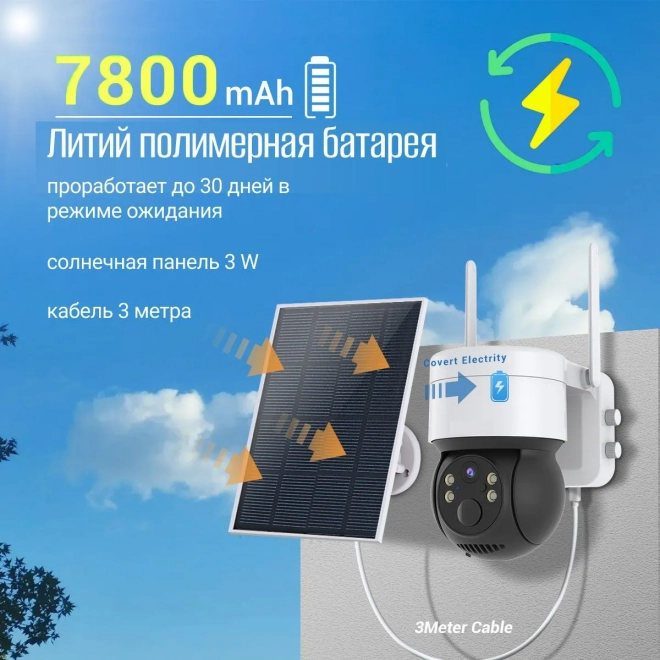 Камера видеонаблюдения wifi уличная с солнечной батареей SAFEBURG EYE-170 Камера видеонаблюдения wifi уличная с солнечной батареей SAFEBURG EYE-170