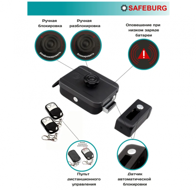 Межкомнатный дверной замок электронный SAFEBURG WIRELESS LOCK 1930